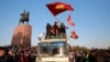 KYRGYZSTAN -- Opposition supporters during a protest against the parliamentary election results at the central square of Ala-Too in Bishkek, Kyrgyzstan, 05 October 2020.